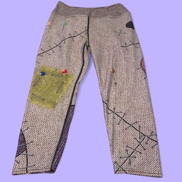 VASTITCH Pants - VASTITCH NWOT Patchwork Voo Doo Doll Print High Waisted Leggings Sz L